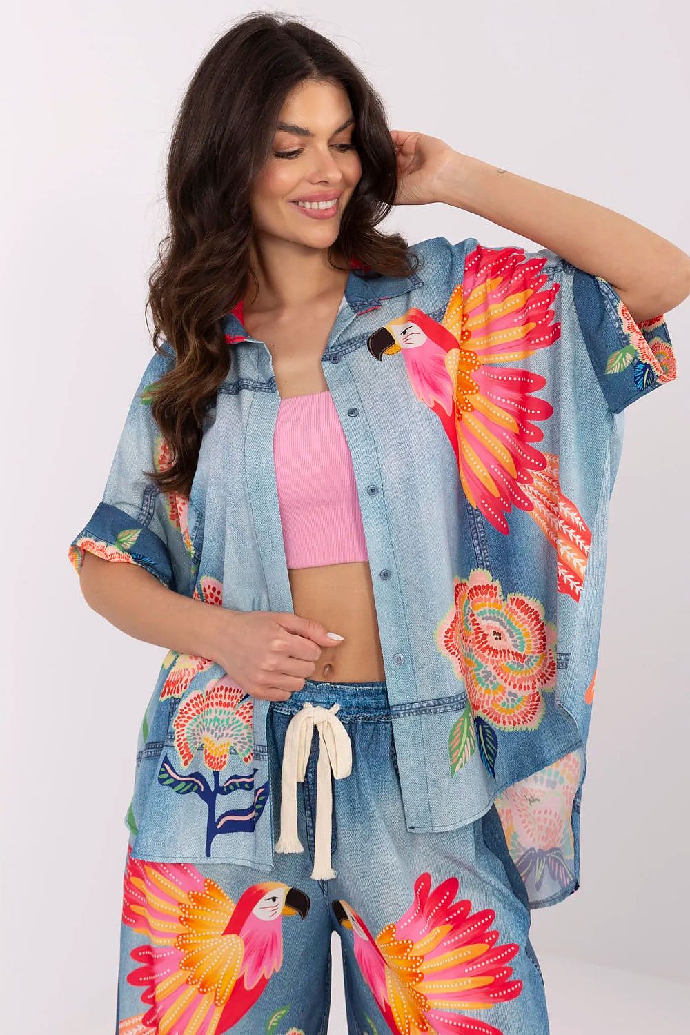Overhemd met korte mouwen model 210033 Italy Moda